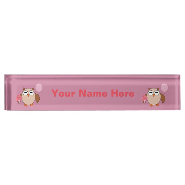 Birthday Owl Custom Names Namensplakette (Vorderseite)