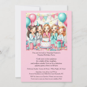 Birthday Pajama Party Girls Slumber Einladung