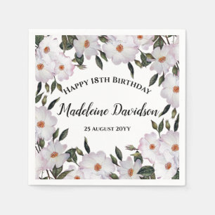Birthday Pale Pink White Roses Kleider Design Serviette