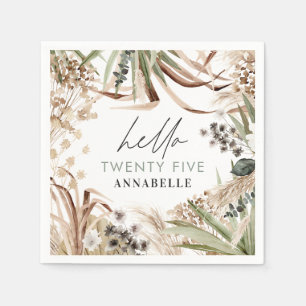 Birthday Pampas eucalyptus modern boho Party paper Serviette