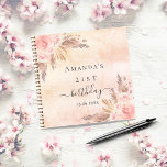 Birthday pampas grass rose gold guest book notizbuch<br><div class="desc">For an elegant and modern boho style 21st (or any age) birthday party. A rose gold,  blush pink rustic faux metallic looking background. Decorated with rose gold,  pink florals,  pampas grass. Personalize and add a name and date.  Can be used as a guest book or for planning the party.</div>