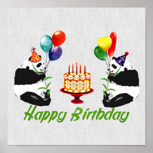 Birthday Pandas Poster