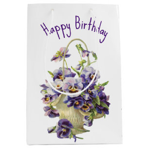 Birthday Pansy Basket Mittlere Geschenktüte