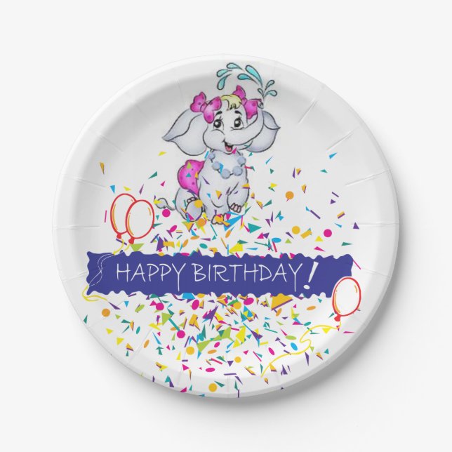 Birthday Paper Tellers Elephant Pappteller (Vorderseite)