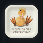 Birthday Paper Tellers Funny Playful Winking Duck Pappteller<br><div class="desc">Alles Gute zum Geburtstag - Funny Yellow Duck Playful Wink Happy Lächeln Cartoon Zeichn und Text - Wählen / Fügen Sie Ihren einzigartigen Text / Schriftart / Farbe - Make Your Special Gift - Vergrössern und verschieben oder entfernen und fügen Sie Elemente / Bild mit Anpassungs-Tool! - Zeichn und Design...</div>