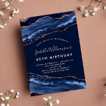 Birthday party agate marble blue rose gold einladung<br><div class="desc">A modern,  stylish and glamorous invitation for a 30th (or any age) birthday party.  Blue and rose gold agate,  marble stone background. The name is written with a modern hand lettered style script.  Personalize and add your party details.</div>