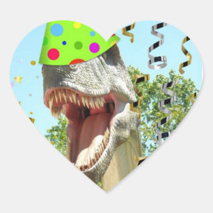 Birthday Party Animal Dinosaurier Herz-Aufkleber