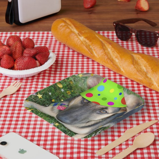 Birthday Party Animal German Shepherd Pappteller (Picknick)