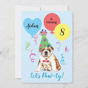 Birthday Party Ballons Bulldog Einladung