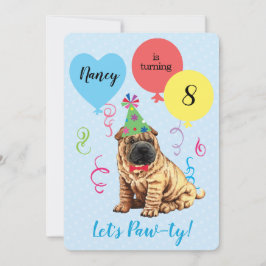 Birthday Party Ballons Chinese Shar-Pei Einladung