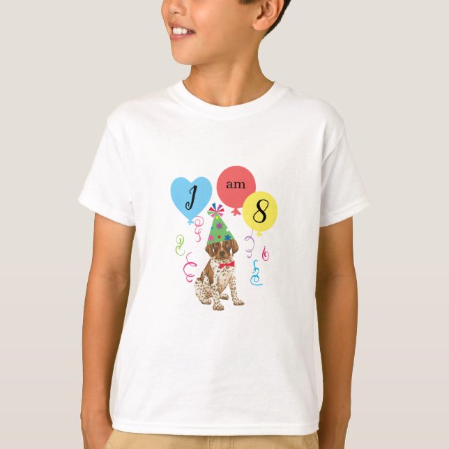 Birthday Party Ballons Deutsch Kurzhaar Pointer T-Shirt (Vorderseite)