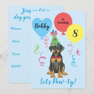 Birthday Party Ballons Doberman Einladung