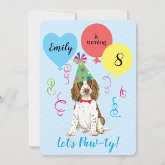 Birthday Party Balloons English Springer Spaniel Einladung