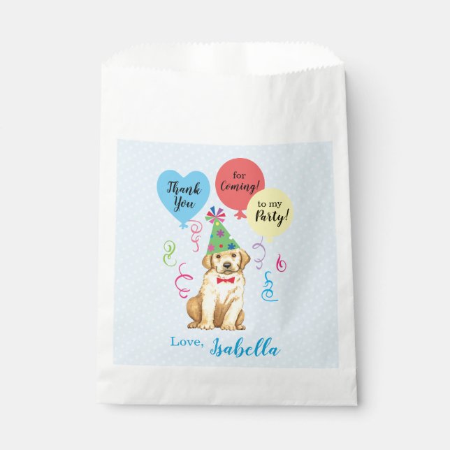 Birthday Party Balloons Gelbe Labrador Geschenktütchen (Vorderseite)