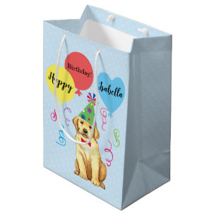 Birthday Party Balloons Gelbe Labrador Mittlere Geschenktüte
