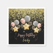 Birthday Party Balloons Gold Glitzer Ballon Black