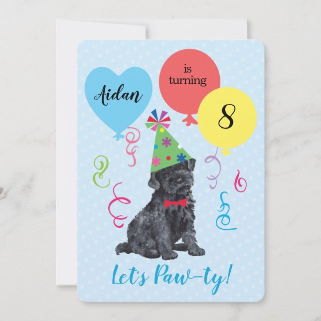 Birthday Party Balloons Kerry Blue Terrier Einladung (Vorderseite)