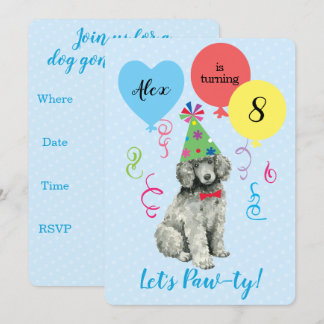 Birthday Party Balloons Poodle Einladung