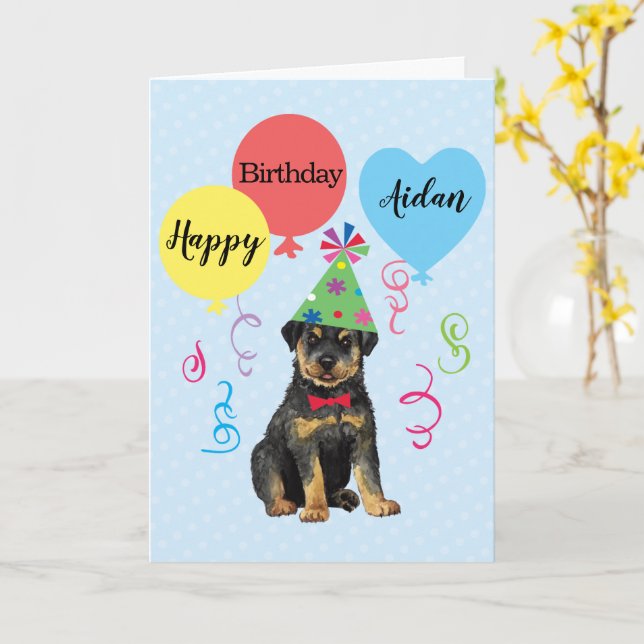 Birthday Party Balloons Rottweiler Card Karte (Gelbe Blume)