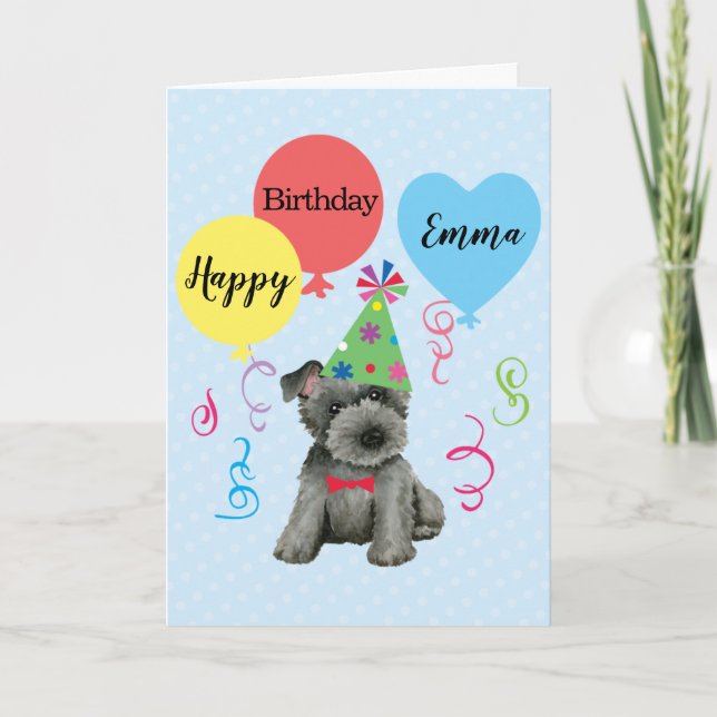 Birthday Party Balloons Scottish Terrier Karte (Vorderseite)