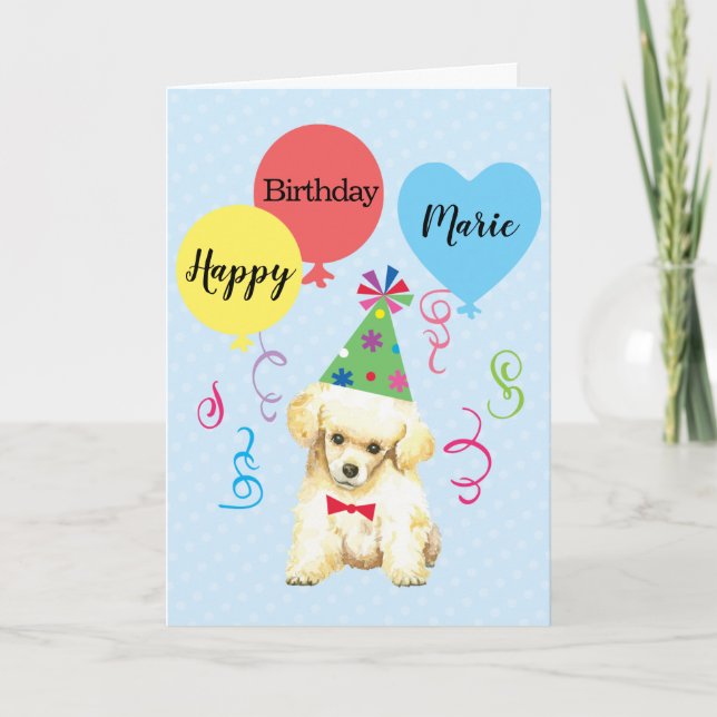Birthday Party Balloons Toy Poodle Karte (Vorderseite)