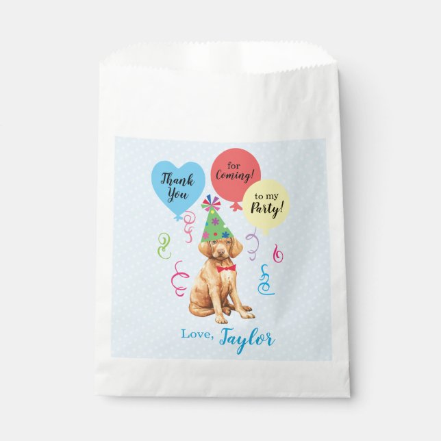 Birthday Party Balloons Vizsla Favor Bag Geschenktütchen (Vorderseite)