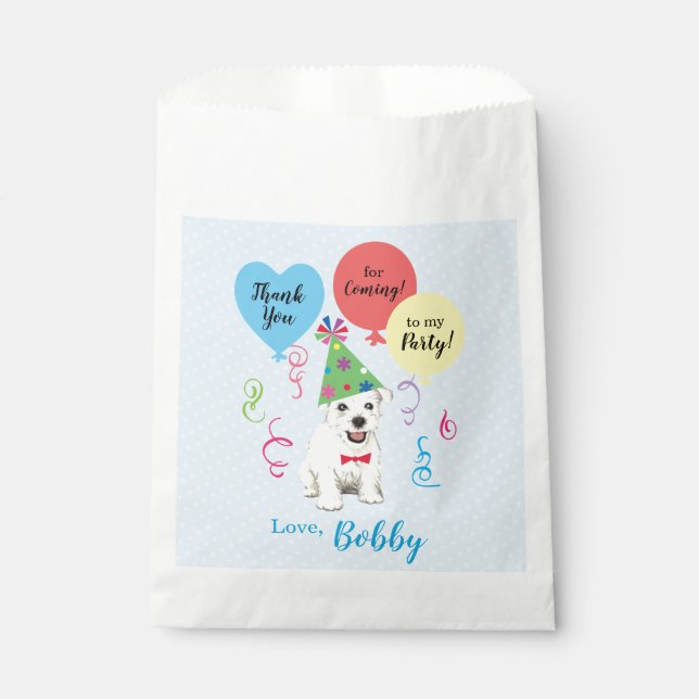 Birthday Party Balloons Westie Gunst Bag Geschenktütchen (Vorderseite)