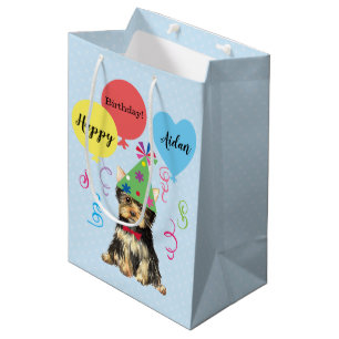 Birthday Party Balloons Yorkie Mittlere Geschenktüte