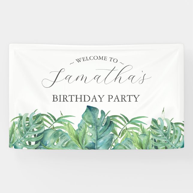 Birthday Party Banner Tropical Luau (Horizontal)