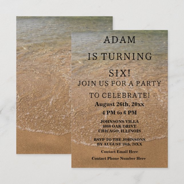 Birthday Party Beach Nautical Custom Trendy Niedli Einladung (Vorne/Hinten)