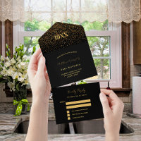 Birthday Party Black Gold Confetti UAWG