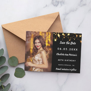 Birthday Party Black Gold Foto Save The Date