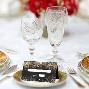 Birthday Party Black Gold Glitzer Staub Platzkarte