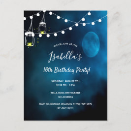  Birthday party blue moon lights mason jars Einladungspostkarte