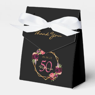 Birthday Party bordeauxrote geometrische Flora Geschenkschachtel