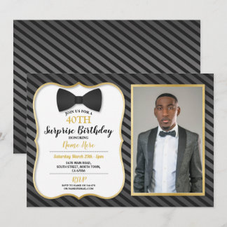 Birthday Party Bowtie Black Krawatte Mens Women Fo Einladung