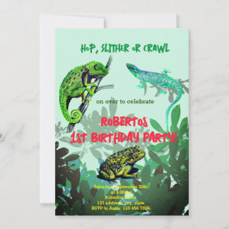 Birthday Party Boy Chameleon, Eidechse, Frosch Einladung