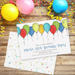 Birthday Party Celebration Cute Balloons Confetti Einladung<br><div class="desc">Birthday balloons invitation. For kids, adults, or any year's birthday. Modern confetti and balloons can be used for surprise party invitations or any party. A fun start to your birthday party celebration. This design features birthday party simple modern cute, colorful balloon confetti whimsical, trendy stylish calligraphy script text, whimsical typography...</div>