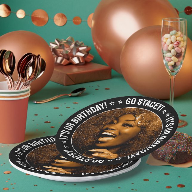 Birthday Party Custom Photo and Text Personalized Pappteller (Multi)