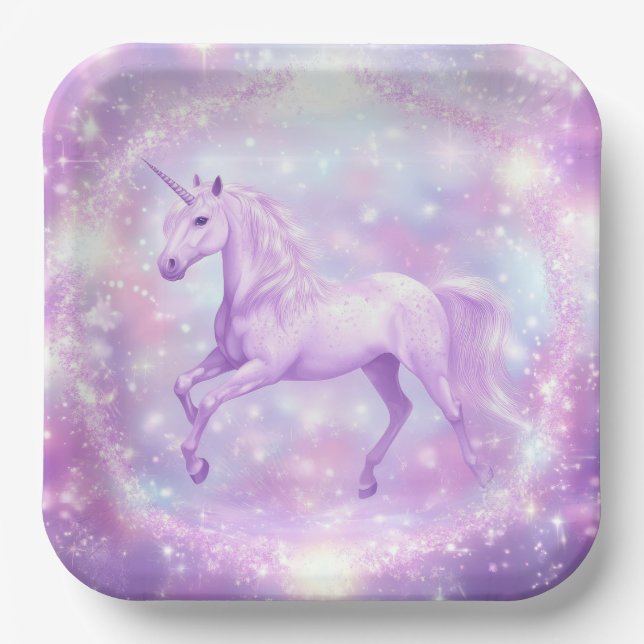 Birthday Party Einhorn Papierplatte Pappteller (Vorderseite)