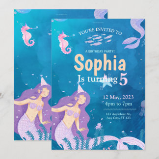 Birthday Party - Einladung von Blue und Lila Merma