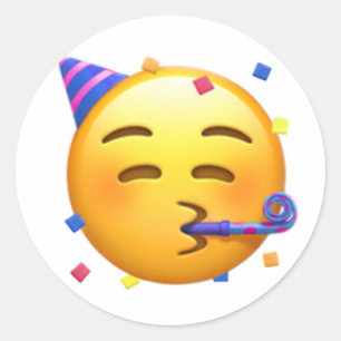Birthday Party Emoji Runder Aufkleber