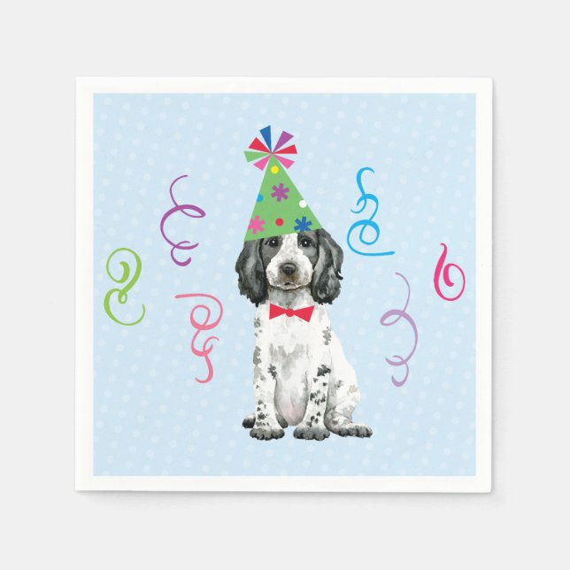 Birthday Party English Cocker Spaniel Napkins Serviette (Vorderseite)