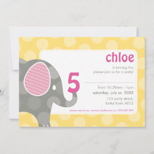 BIRTHDAY PARTY ERSUCHT: Elefant + Nummer 3L Einladung