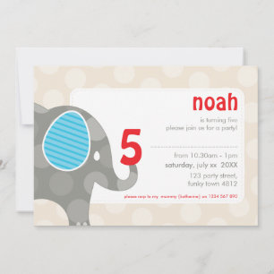 BIRTHDAY PARTY ERSUCHT: Elefant + Nummer 4L Einladung