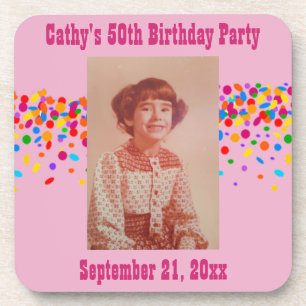 Birthday Party Foto Gefallen Pink Girly Getränkeuntersetzer