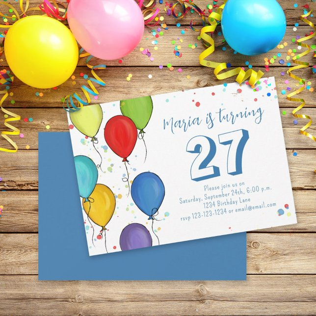 Birthday Party Fun Celebration Balloons Confetti Einladung (Von Creator hochgeladen)