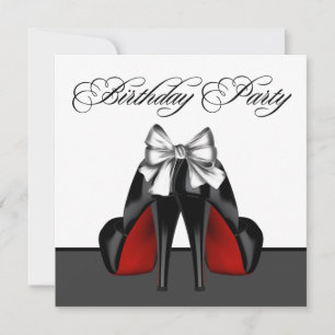 Birthday Party für Frauen in Rot und Schwarz Einladung