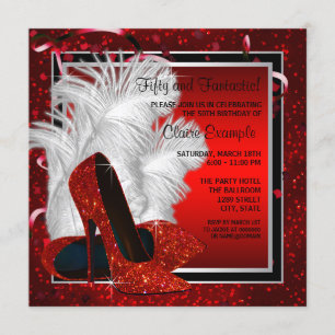 Birthday Party für Frauen in Schwarz und Rot Einladung