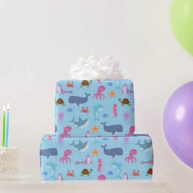 Birthday Party für Meerestiere Geschenkpapier (Partygeschenke)